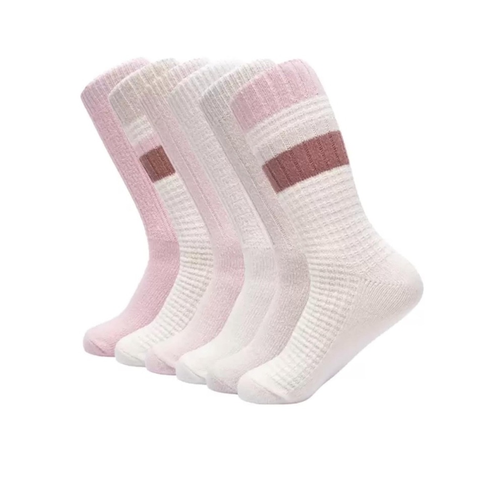 Lucky Brand Women's Super Soft Boot Socks, 6 pair Cream and Pink 5-10